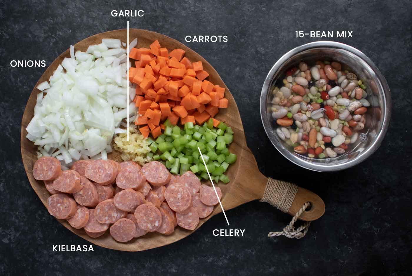 Soup ingredients prepped and ready to go.