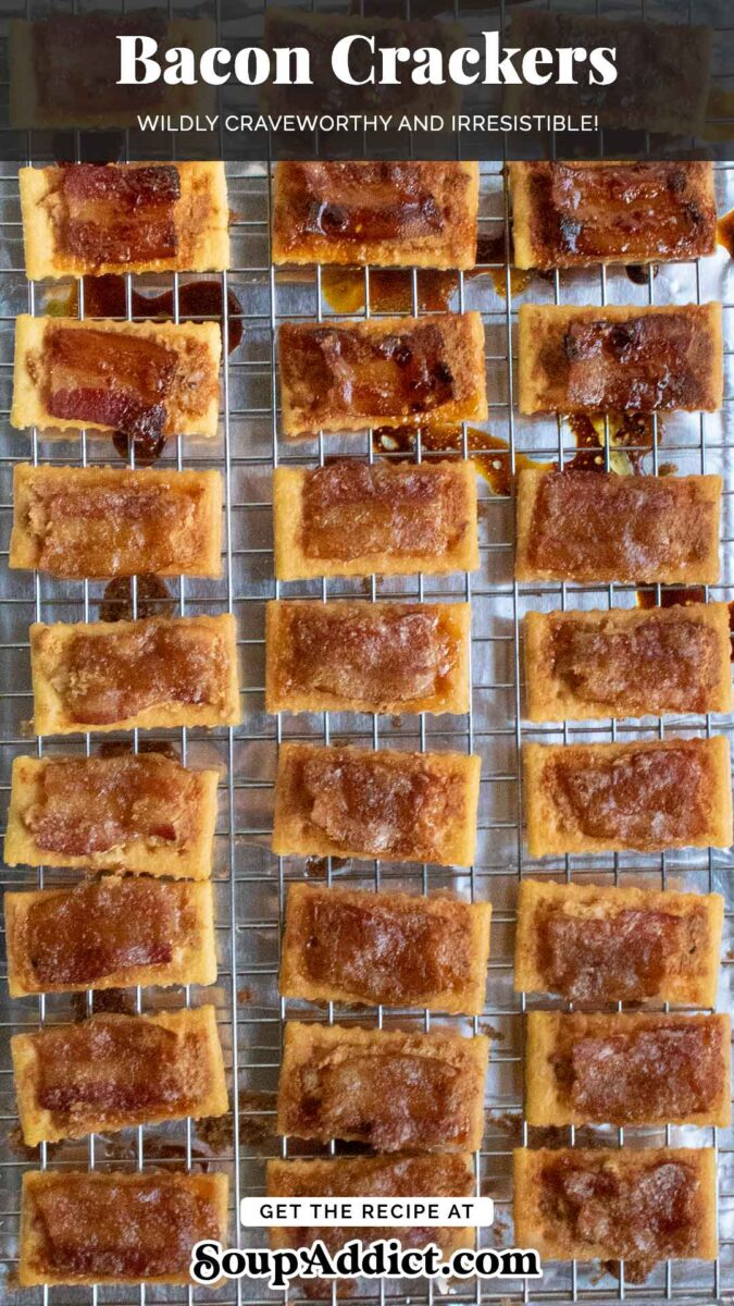 Pinterest pin image for Bacon Crackers recipe.