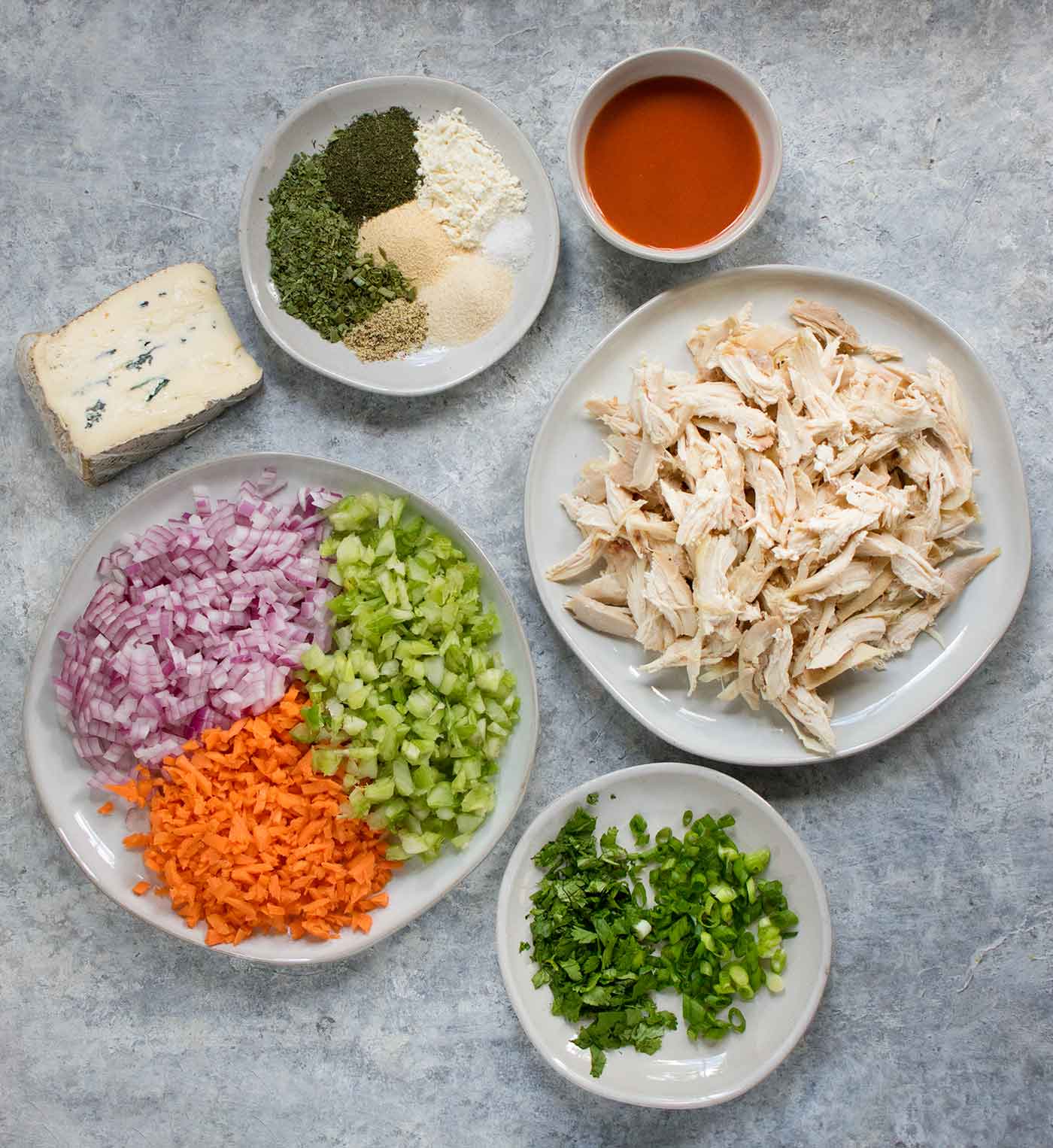 Ingredients for Buffalo Blue Cheese Chicken Soup