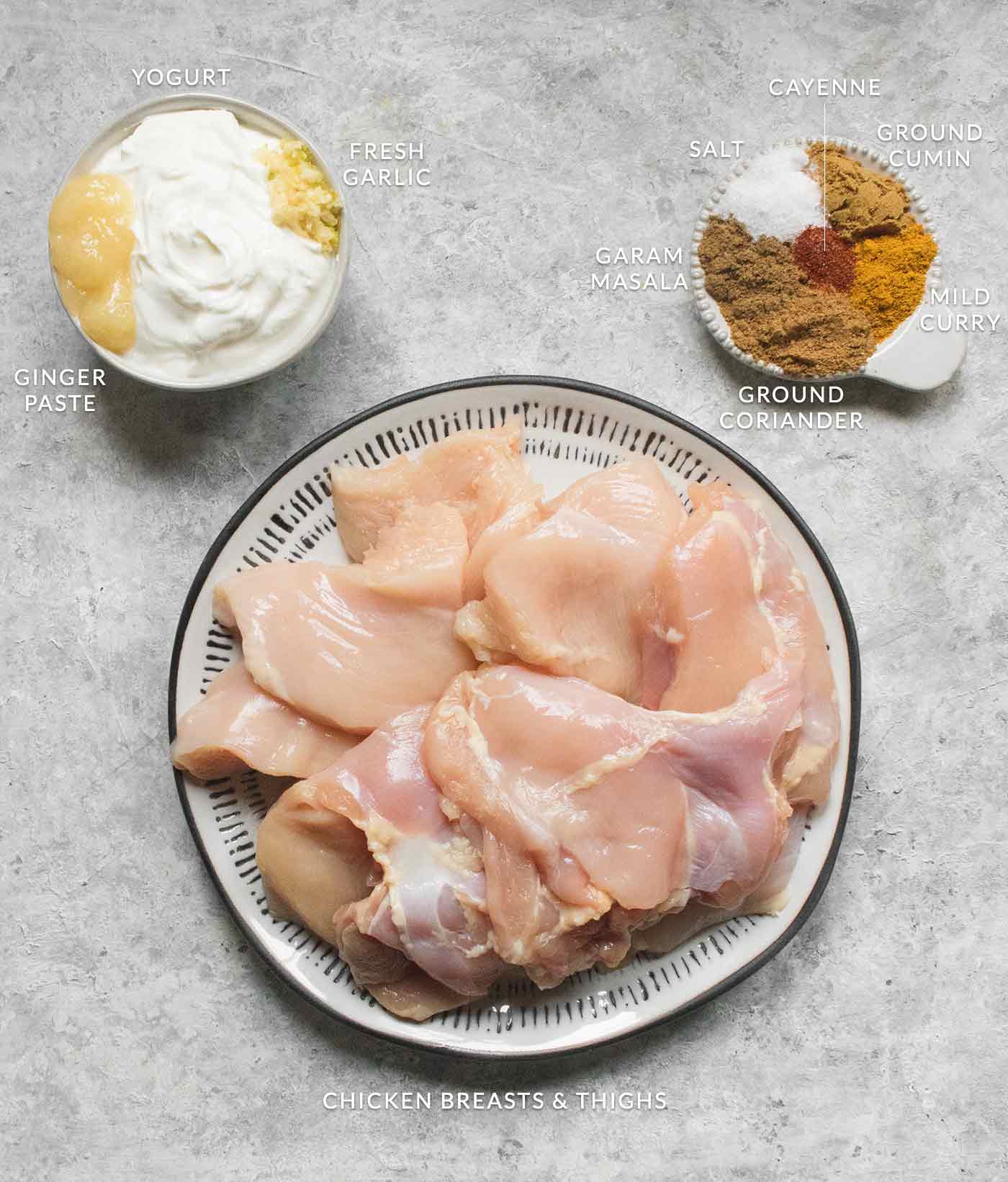 Seasoning ingredients for the chicken