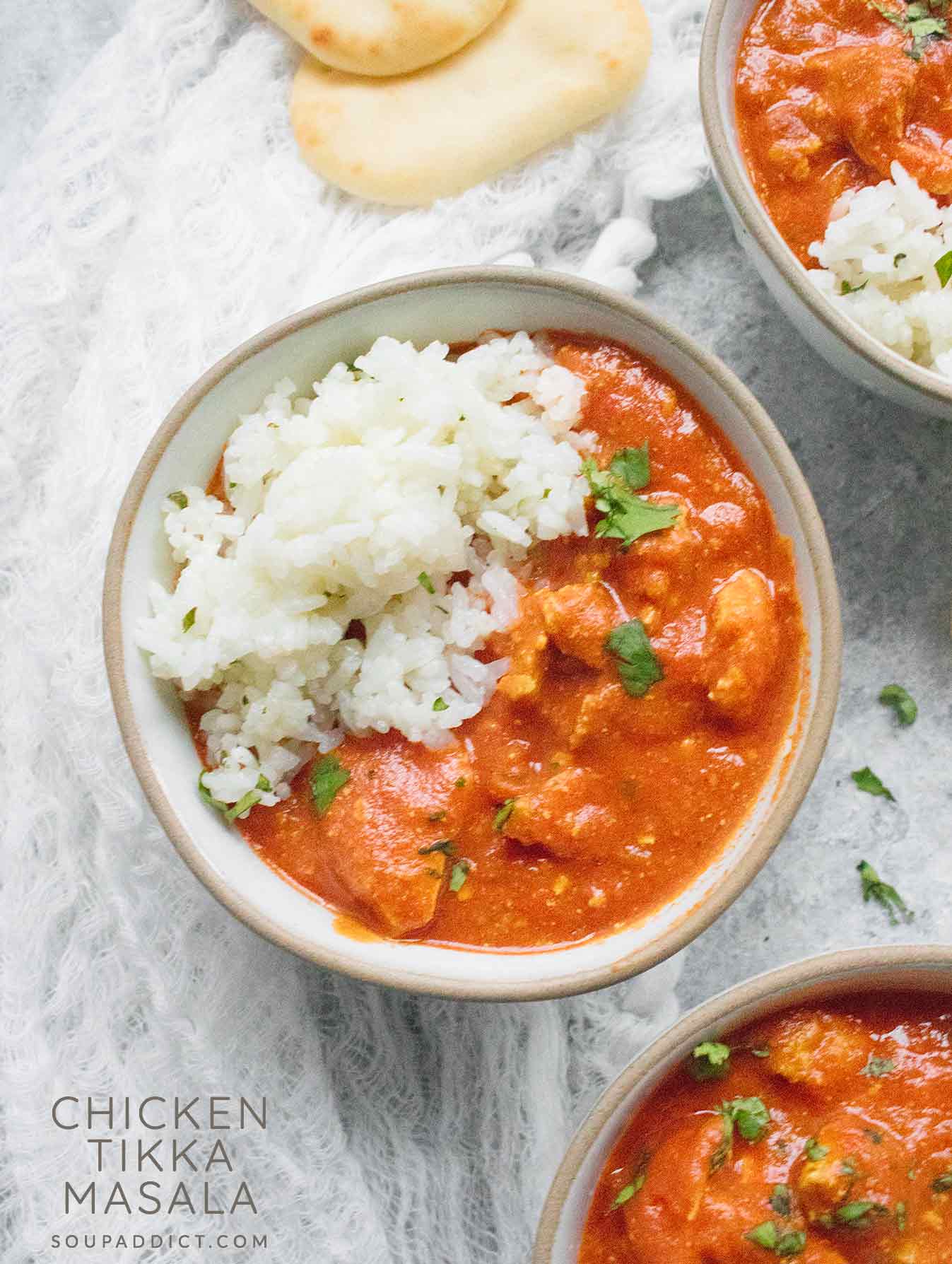 Chicken Tikka Masala served in a bowl with rice