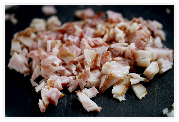 Chopped uncooked bacon