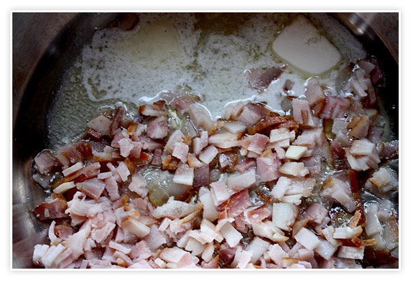 Bacon cooking in butter