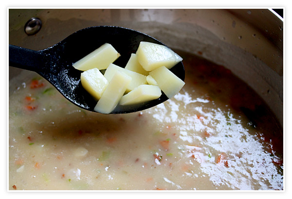 Add potatoes to the soup