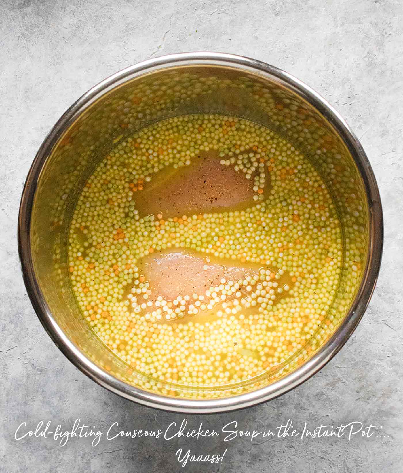 Cold-fighting couscous chicken soup in the Instant Pot!