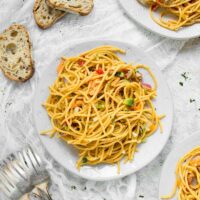 Cold Spaghetti Salad on a plate