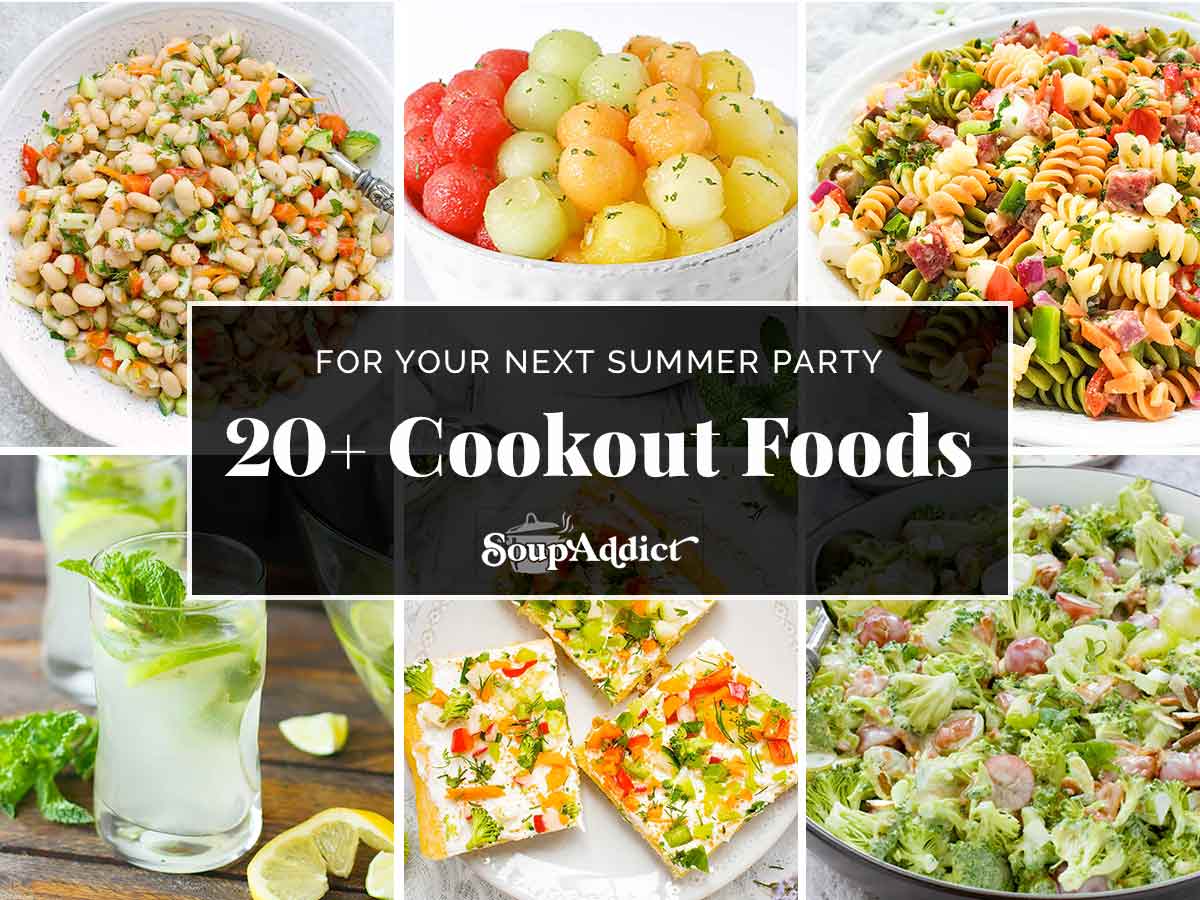 Collage of photos for a Cookout Foods roundup post.