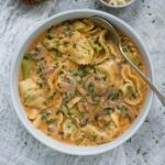 Creamy Mushroom Tortellini in a bowl.