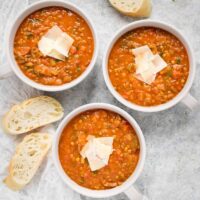 Three bowls of Creole Lentil Soup