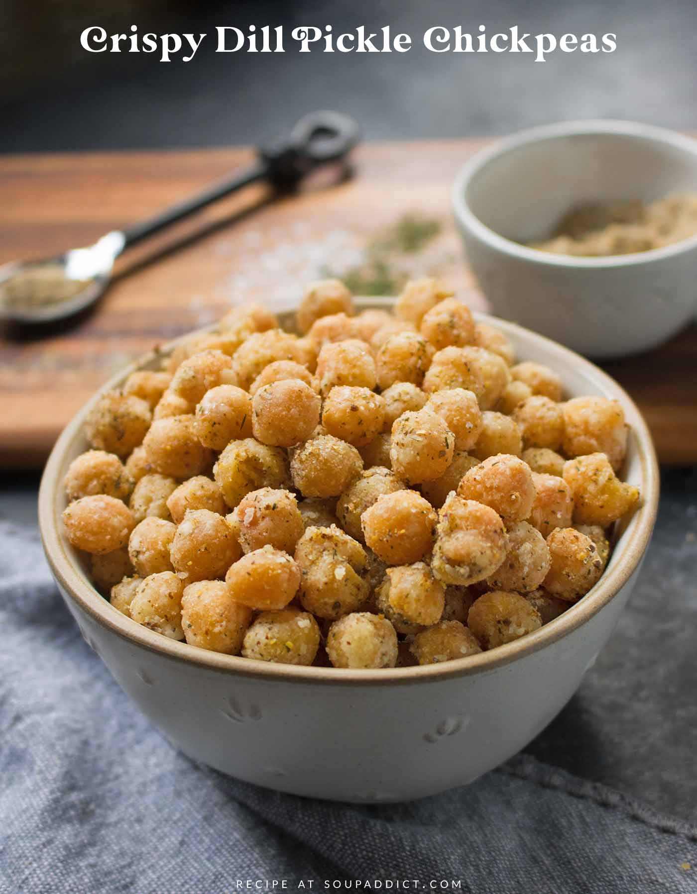 Crispy Dill Pickle Chickpeas in a serving bowl