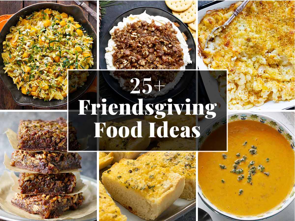 A photo collage for Friendsgiving Food Ideas.