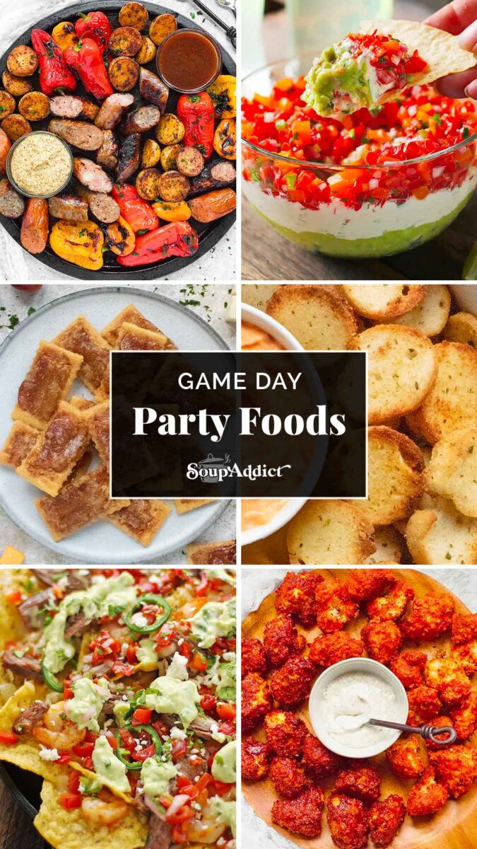 Pinterest pin image for Game Day Party Foods.