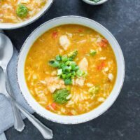 Close-up of General Tso's Chicken Soup