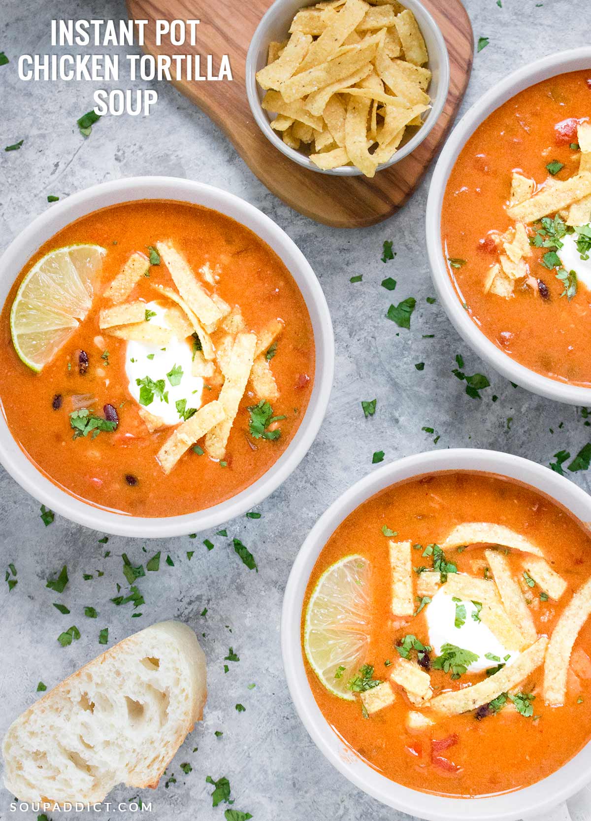 Instant Pot Chicken Tortilla Soup - Recipe at SoupAddict.com