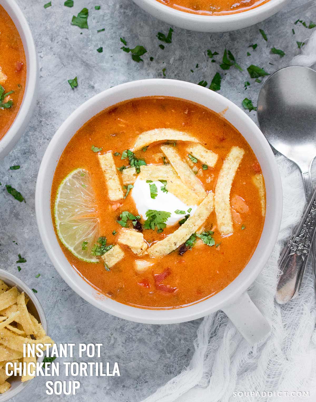 Instant Pot Chicken Tortilla Soup - Recipe at SoupAddict.com