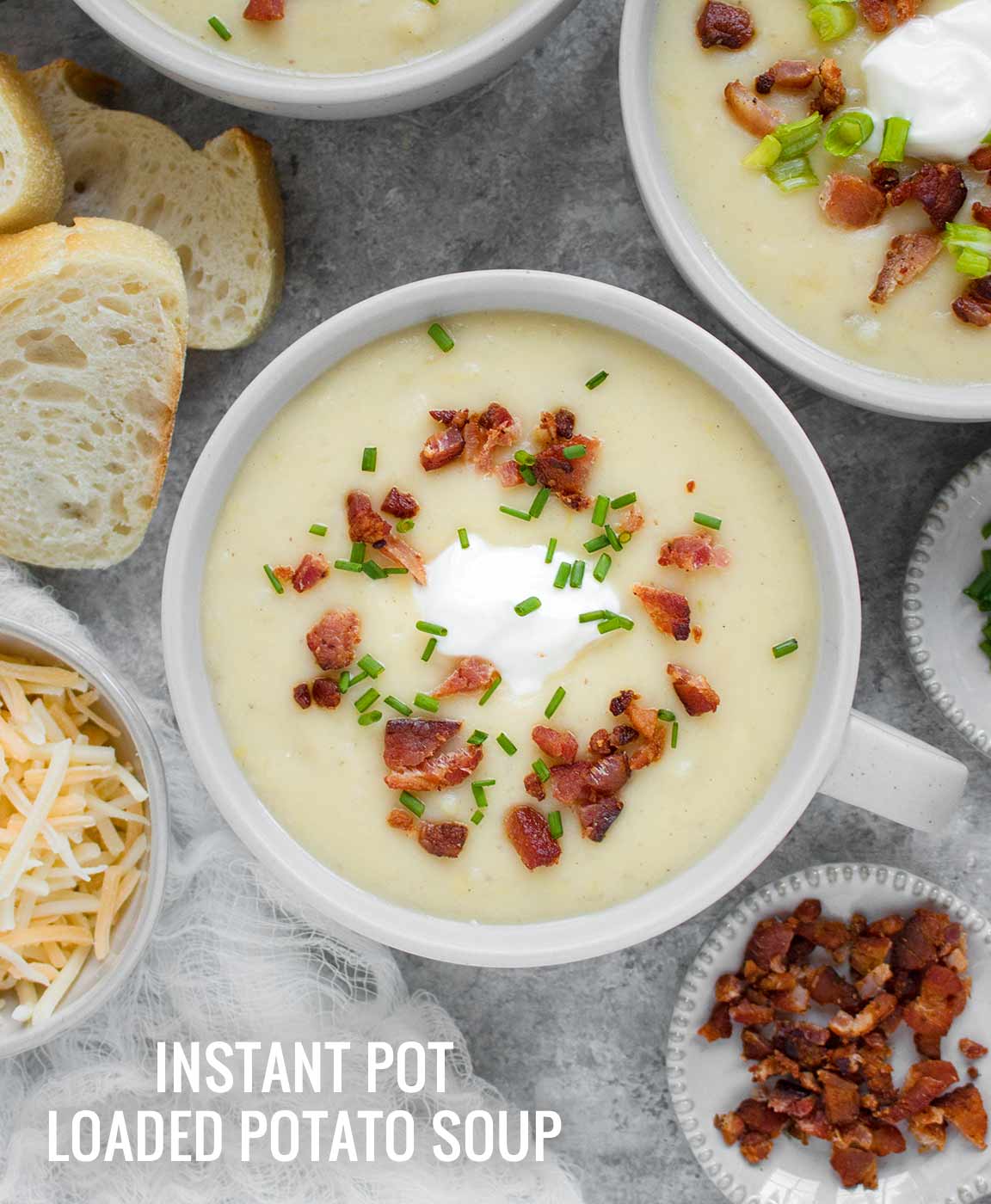 Instant Pot Loaded Potato Soup - Recipe at SoupAddict.com