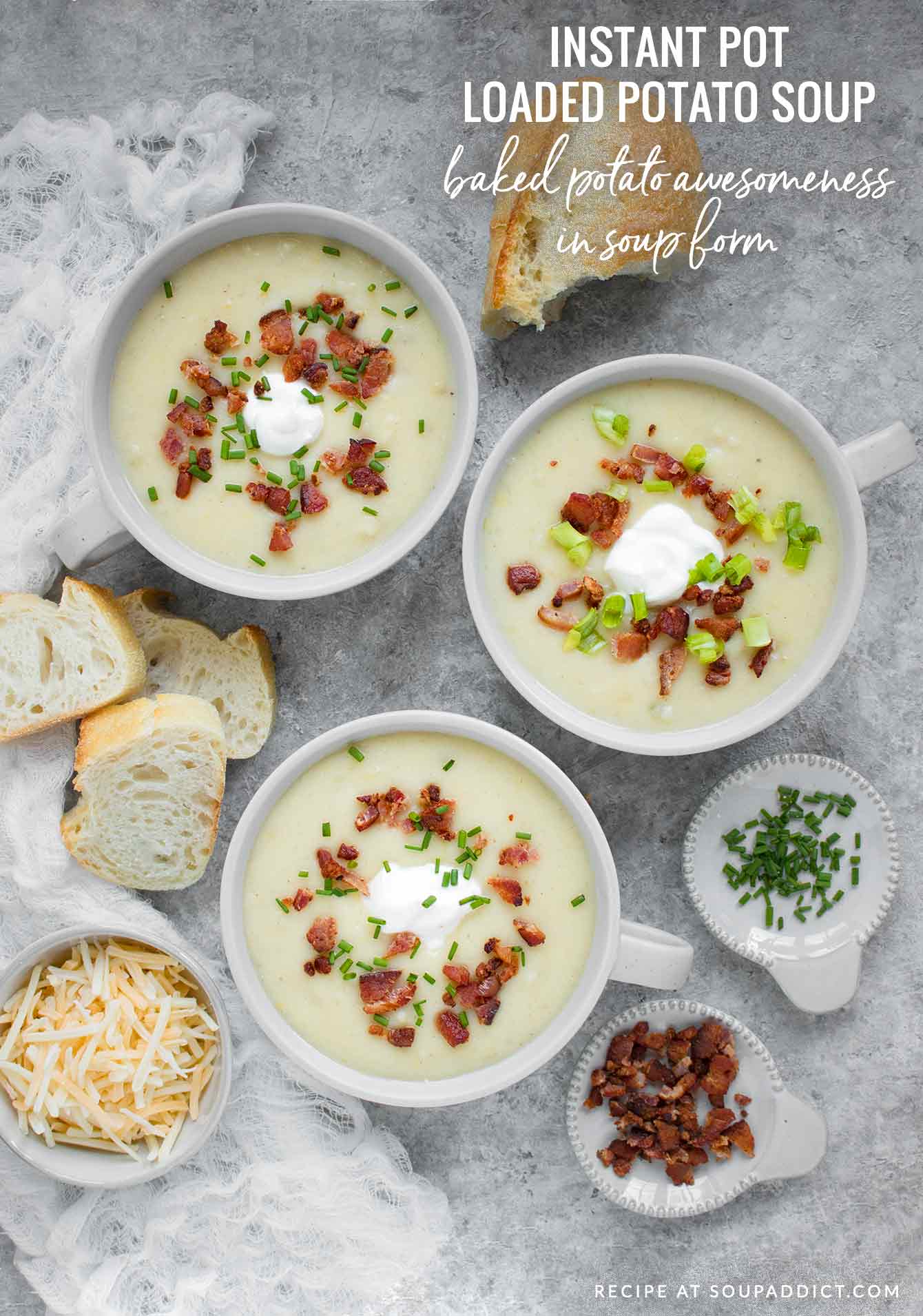 Instant Pot Loaded Potato Soup - Recipe at SoupAddict.com