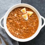 Mock Turtle Soup in a white bowl.