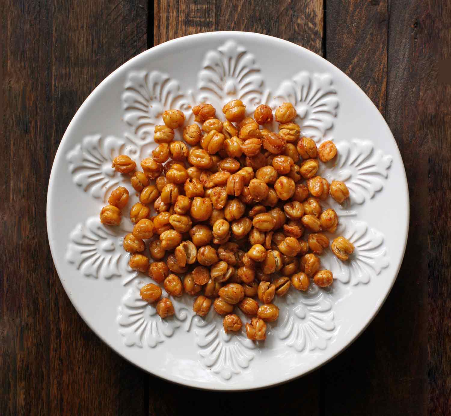 The Best Oven Roasted Chickpeas, served on a white plate.