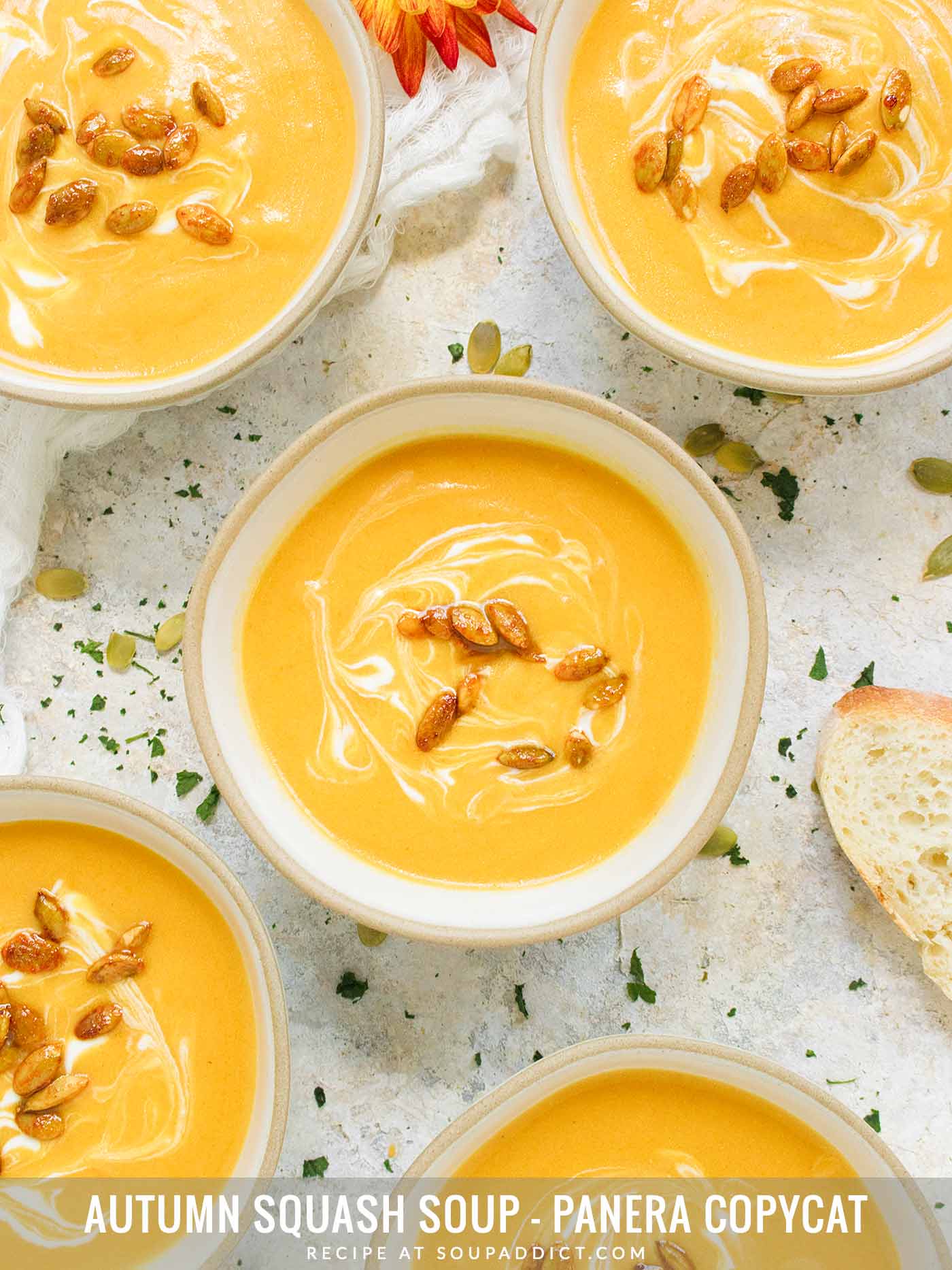 Pinnable image for Autumn Squash Soup from SoupAddict.com