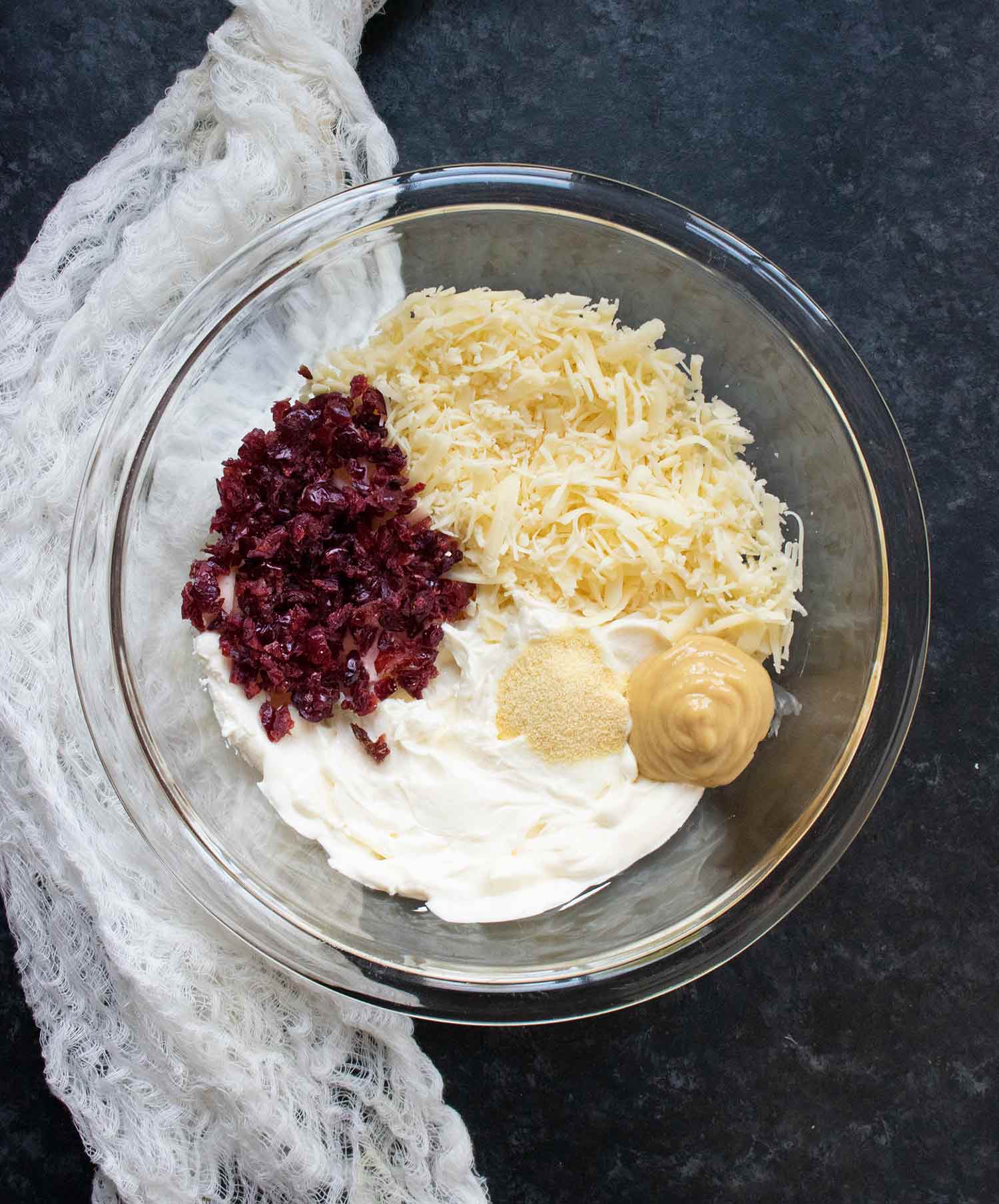 Ingredients for the cheese ball mixture.
