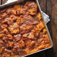 Pumpkin Bread Pudding with Nutella Glaze | SoupAddict.com