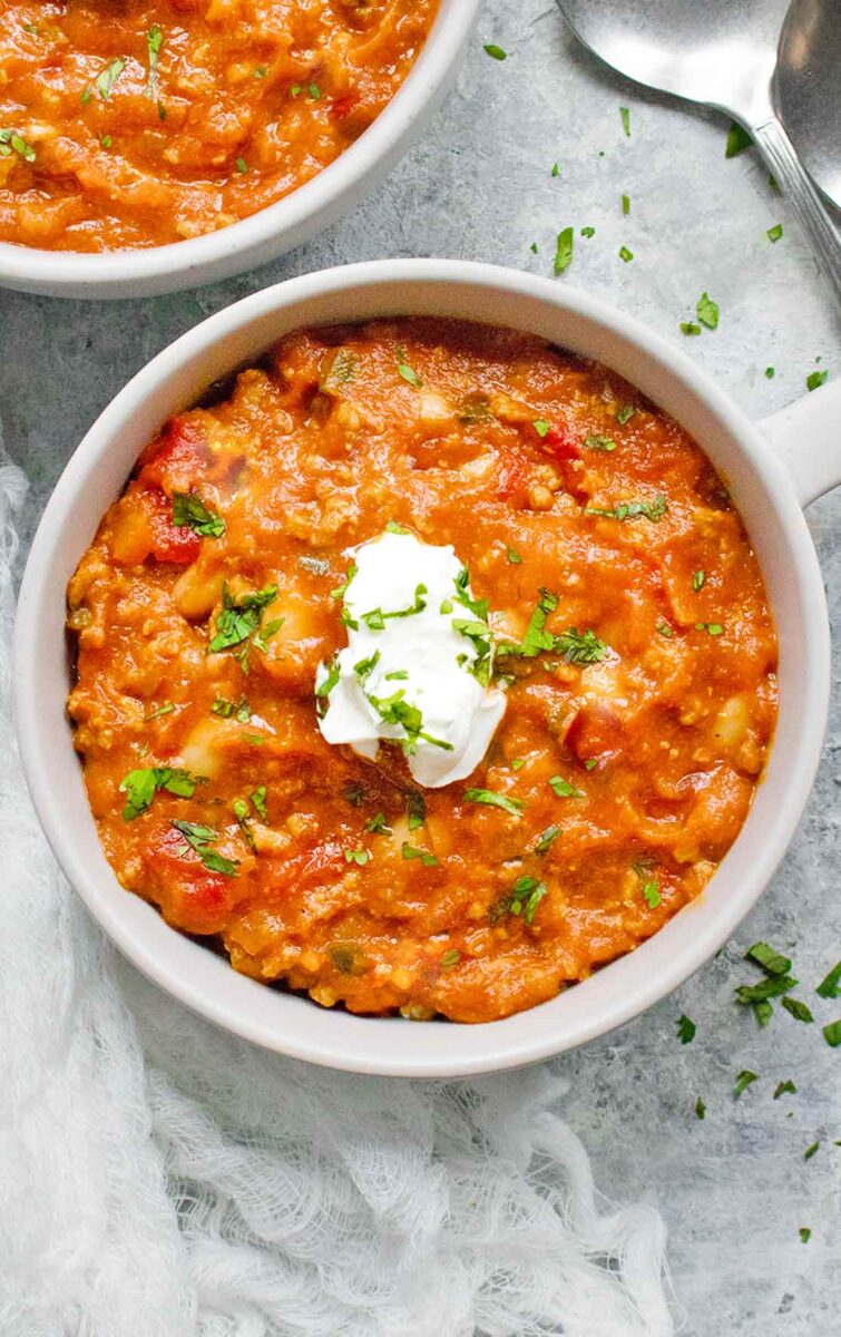 Turkey Pumpkin Chili in a bowl
