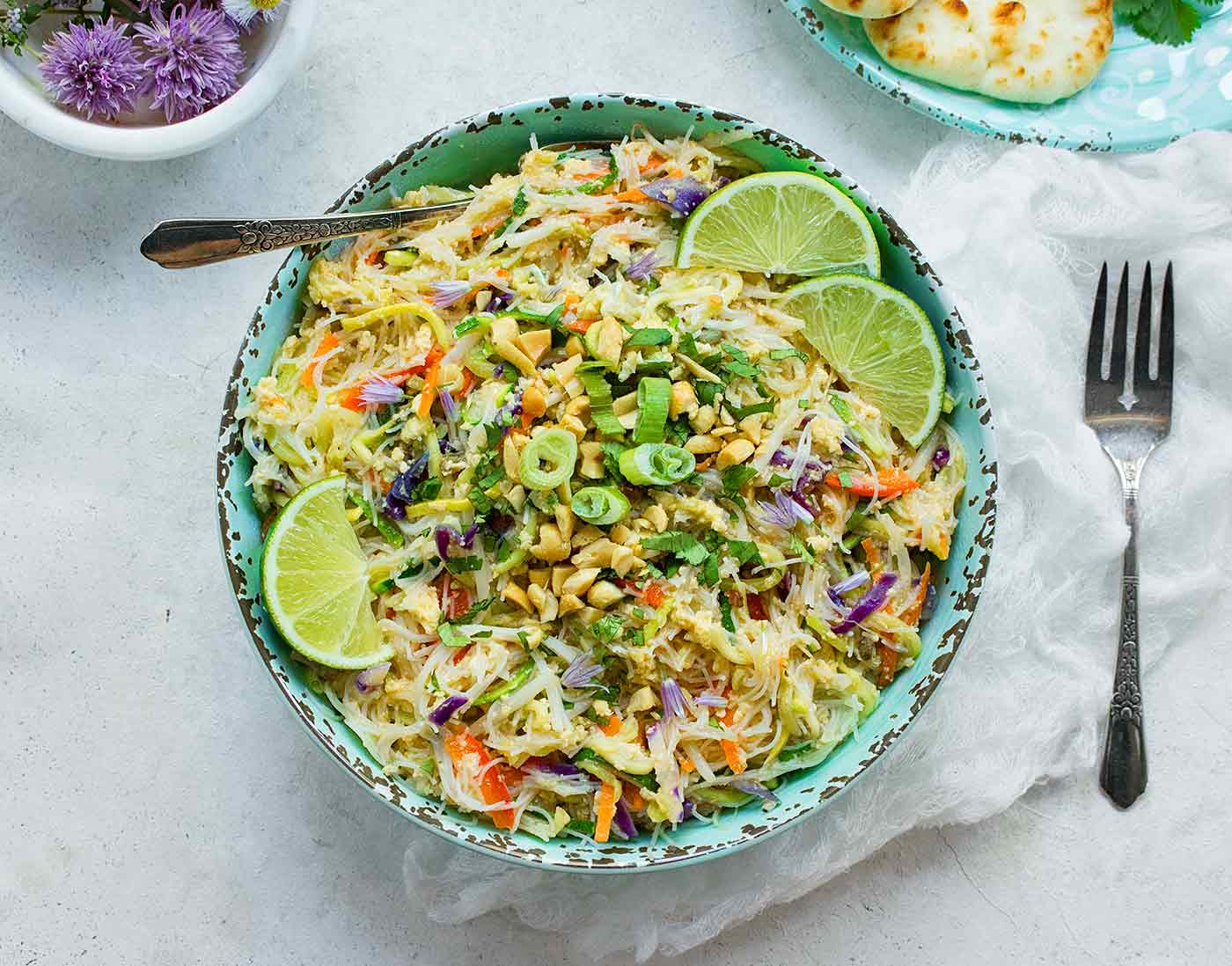 Rainbow Pad Thai in a bowl