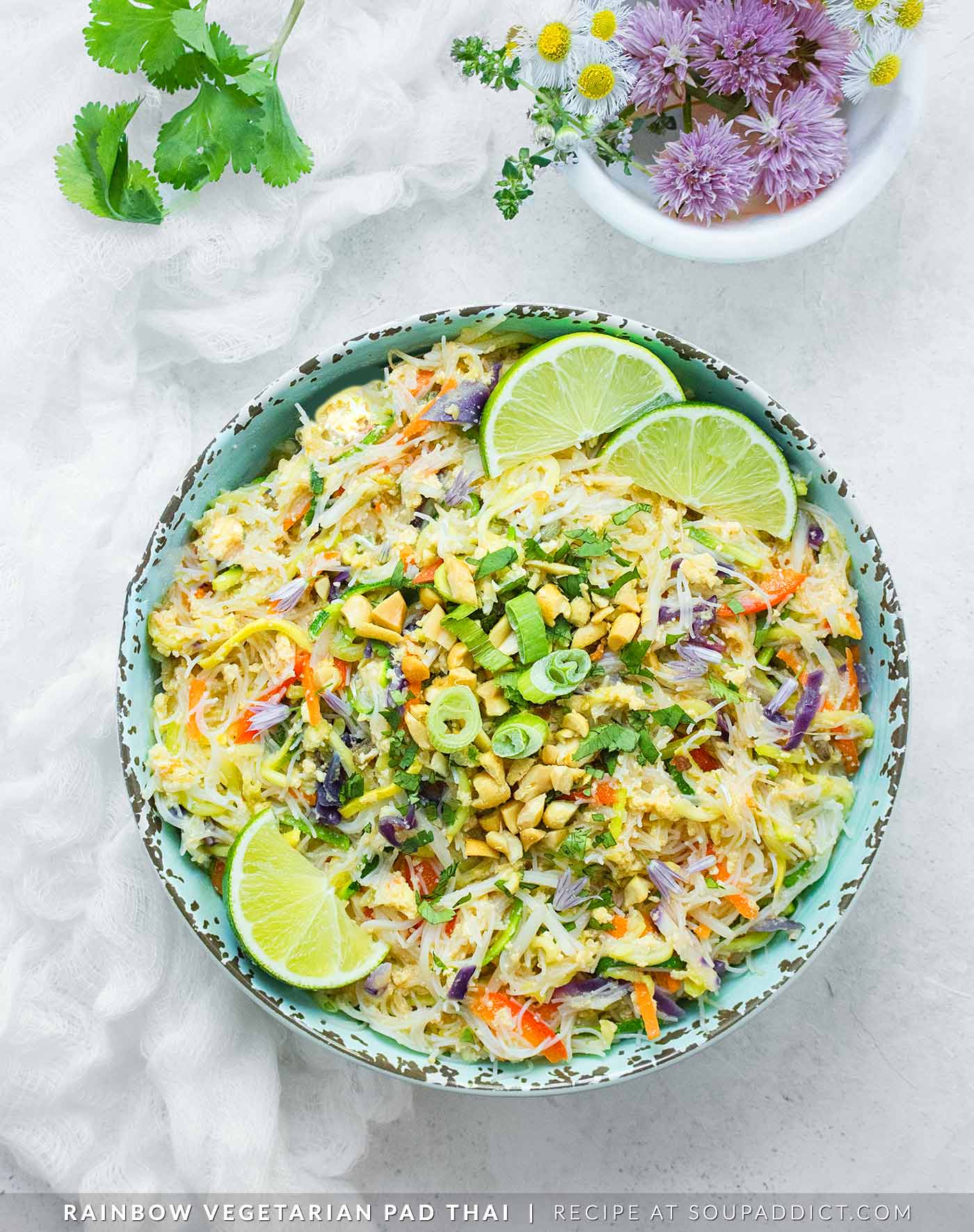 Rainbow Vegetarian Pad Thai - Recipe at SoupAddict.com