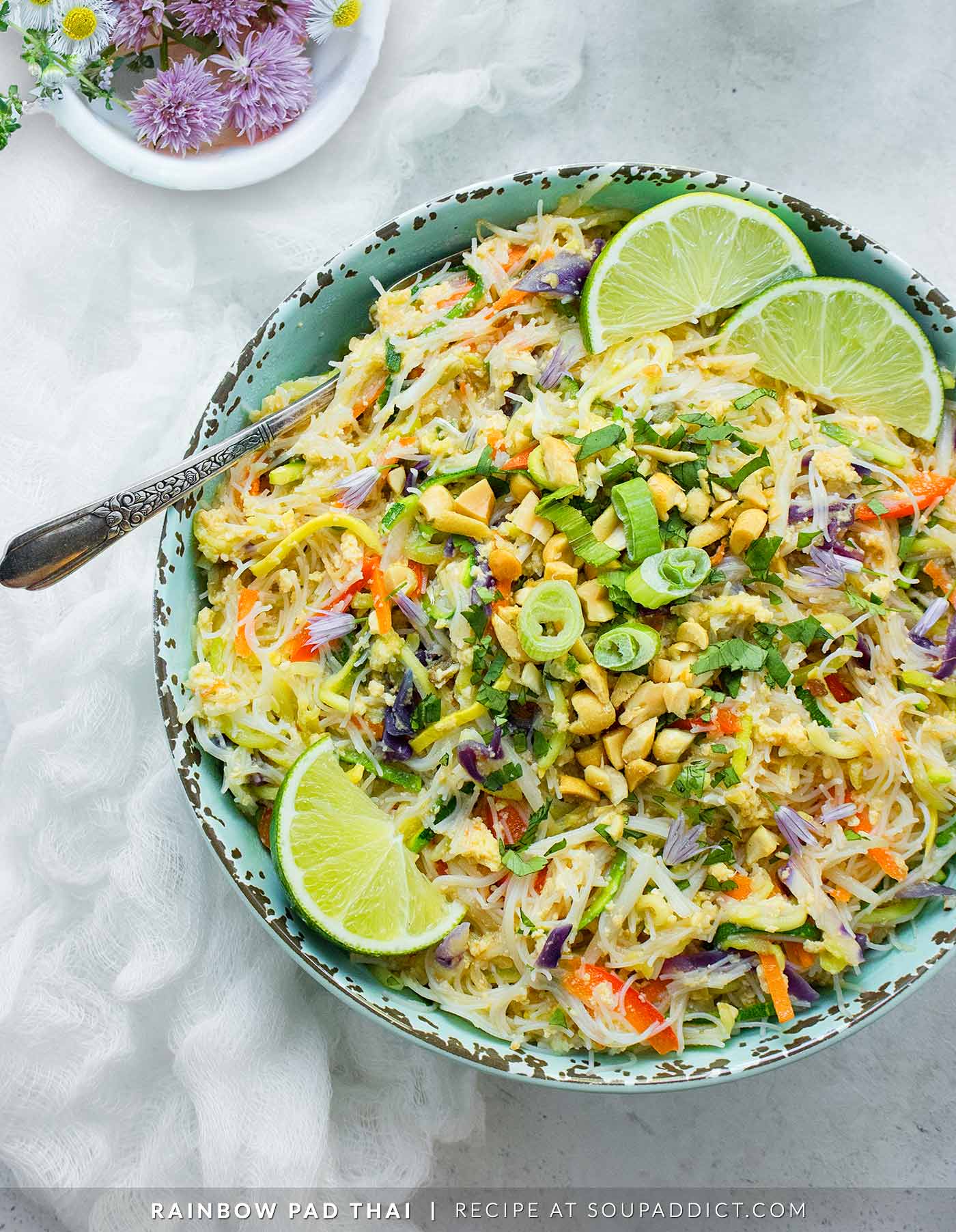 Rainbow Vegetarian Pad Thai - Recipe at SoupAddict.com