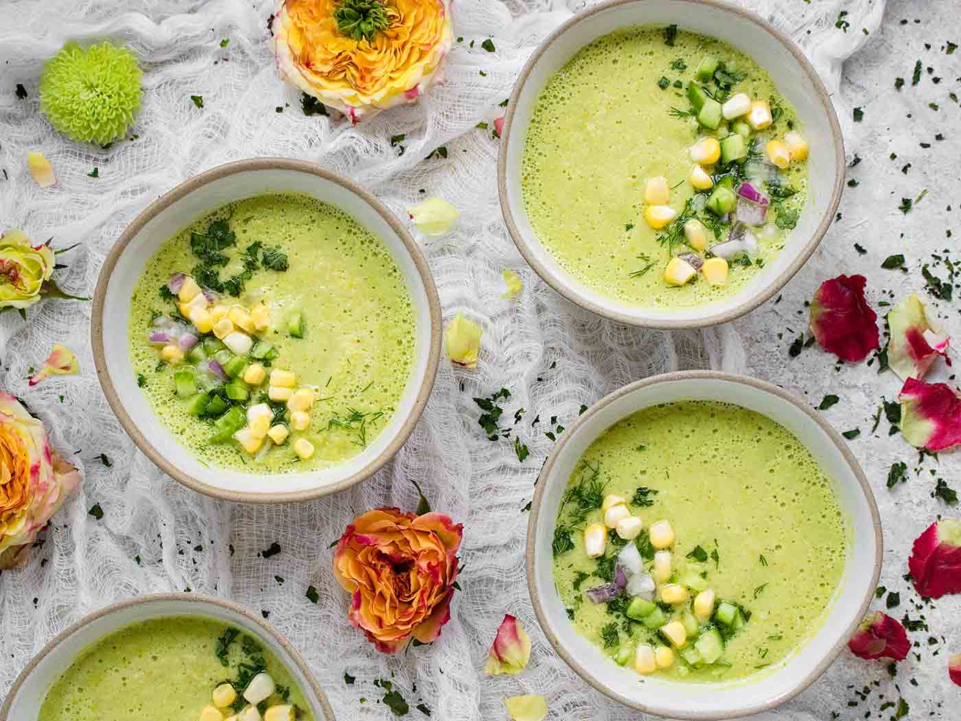 3 bowls of gazpacho