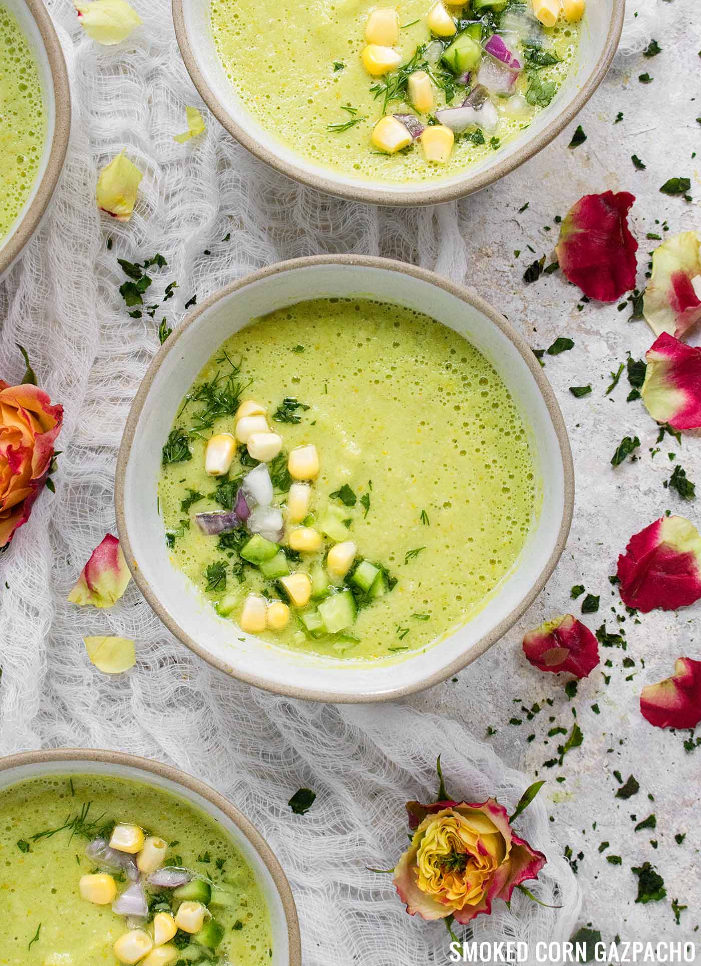 Smoked Corn Gazpacho - Recipe at SoupAddict.com
