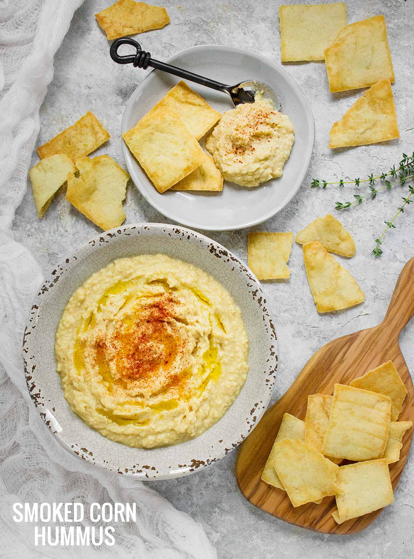 Smoked Corn Hummus - Recipe at SoupAddict.com