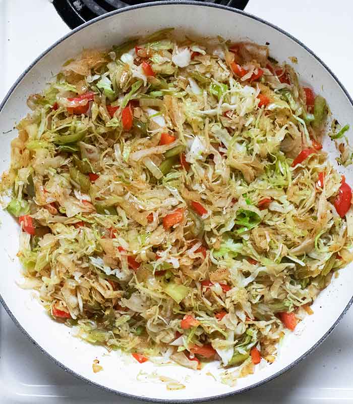 Cabbage cooked through.