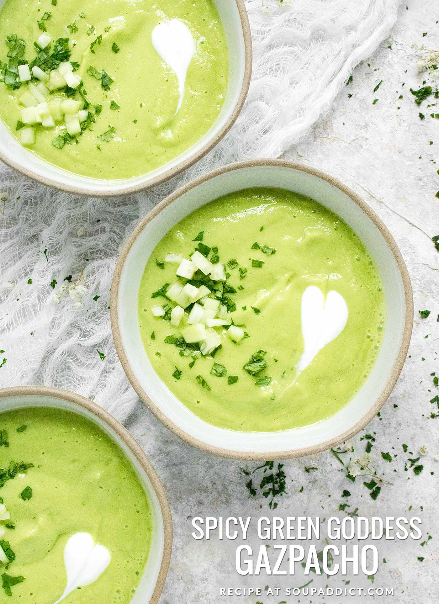 Spicy Green Goddess Gazpacho - Recipe at SoupAddict.com