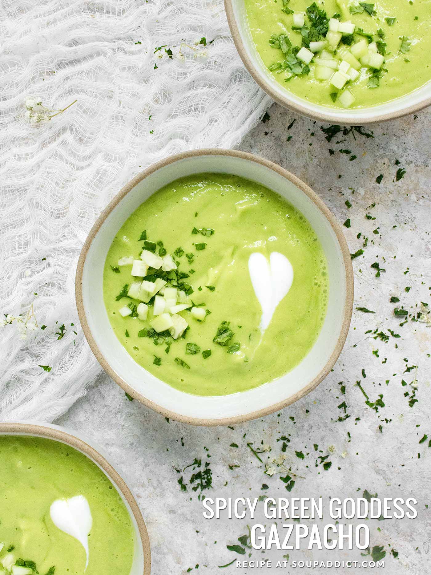 Spicy Green Goddess Gazpacho - Recipe at SoupAddict.com