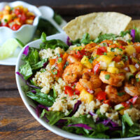 Spicy Shrimp & Sweet and Zesty Mango Salsa Cinco de Mayo Bowl | SoupAddict.com
