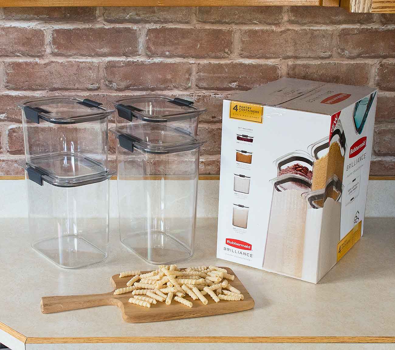 Set of 4 storage containers for SoupAddict's dried goods pantry.
