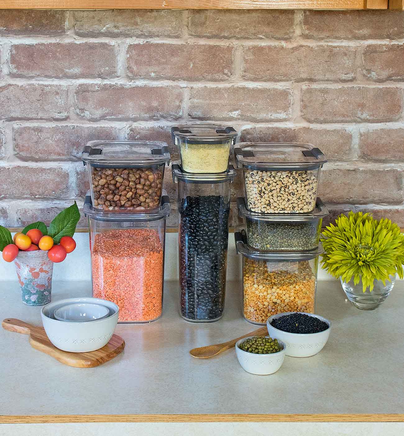 Beans and legumes for storage.