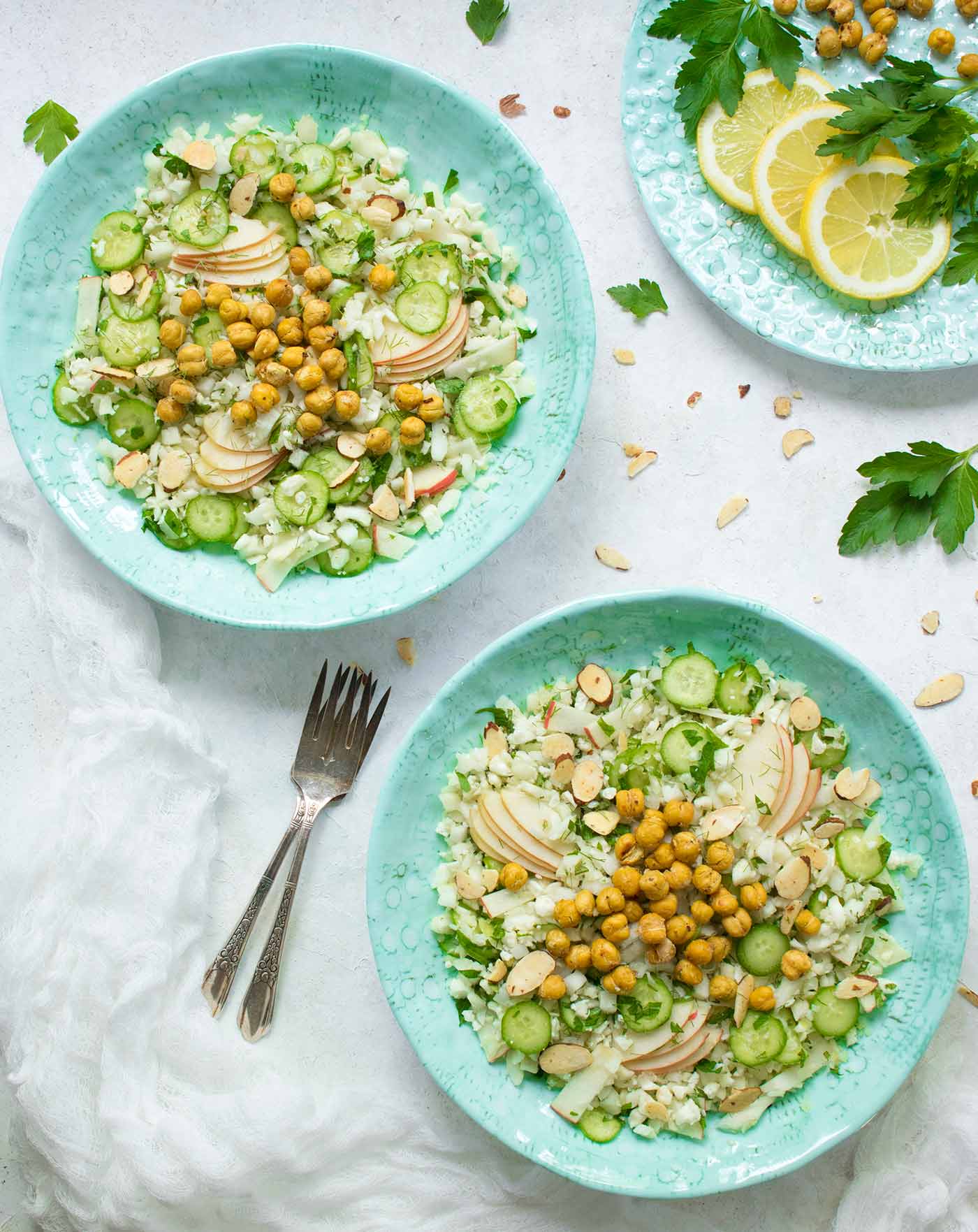 Two bowls of Summer Cauliflower Power Salad