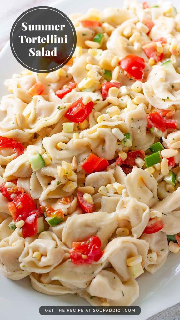 Pinterest image for Summer Tortellini Salad recipe.