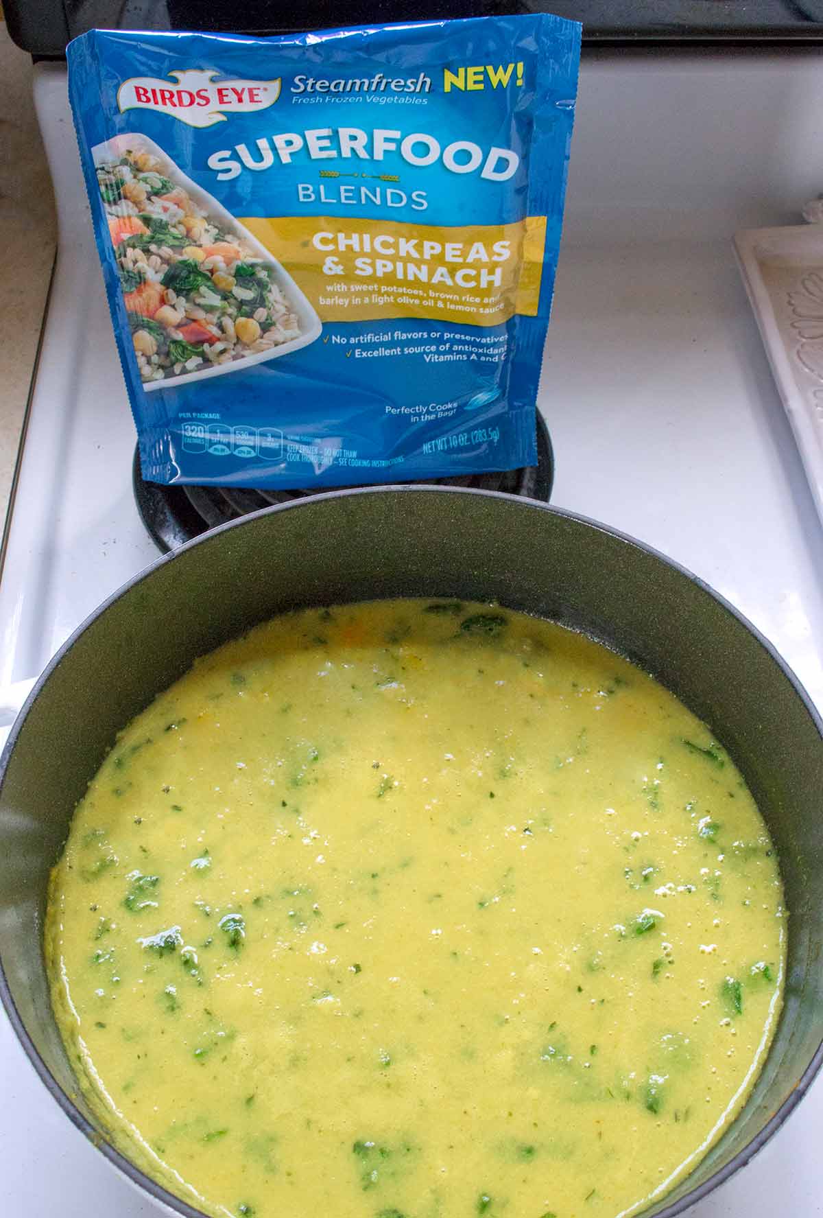 Soup cooking on the stove.