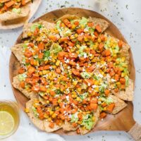Sweet Potato Nachos with Guacamole Salsa