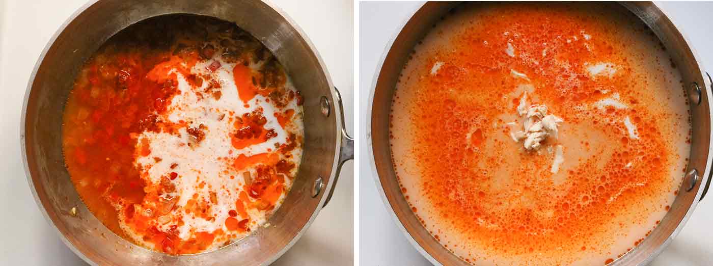 Visuals of steps 3 and 4 for making the soup.