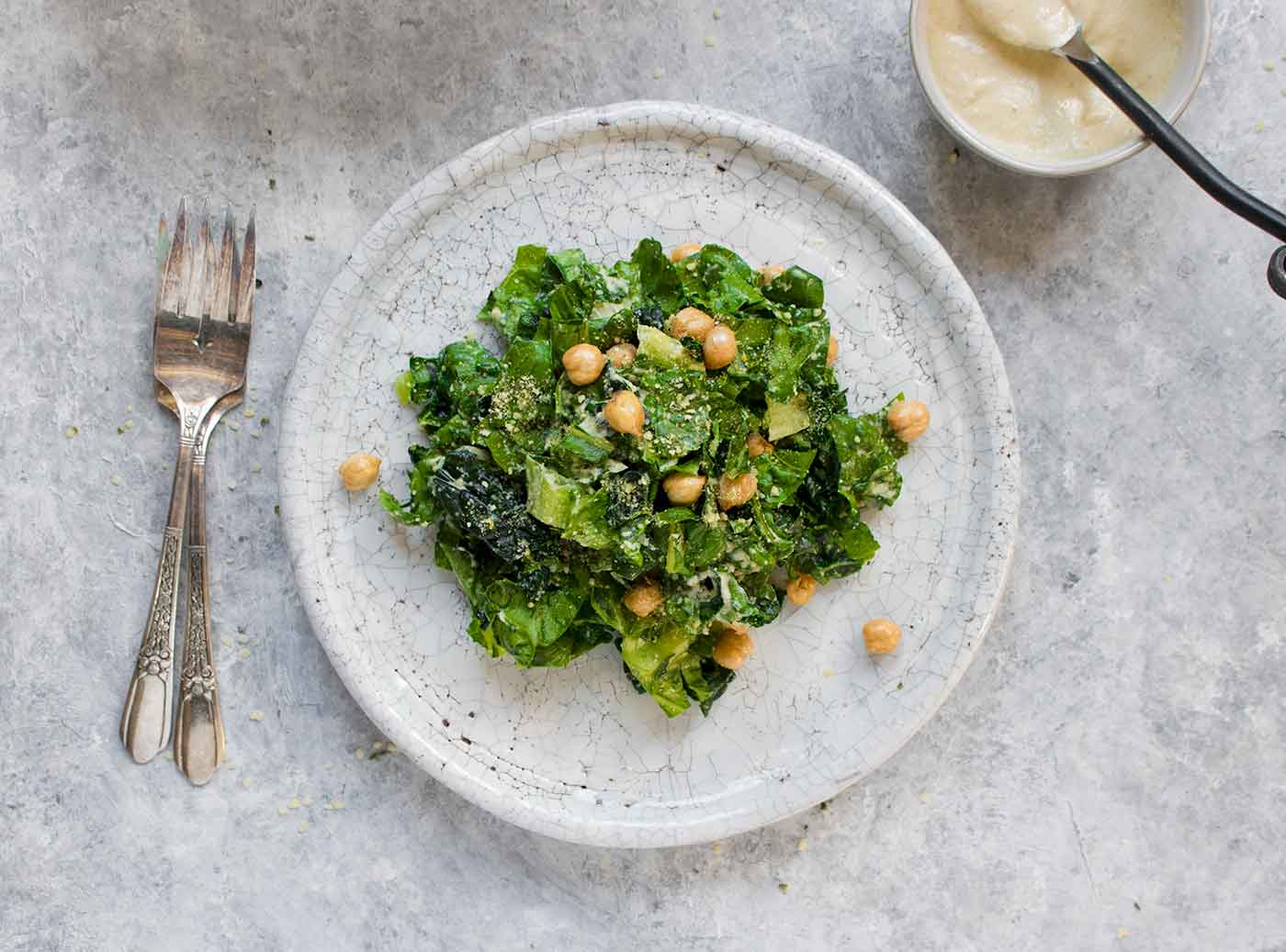 Vegan Caesar Salad on a plate.