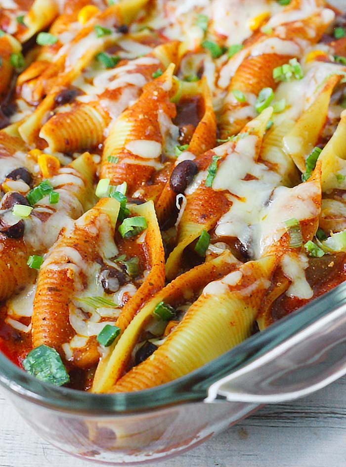 Enchilada Stuffed Shells, fresh out of the oven